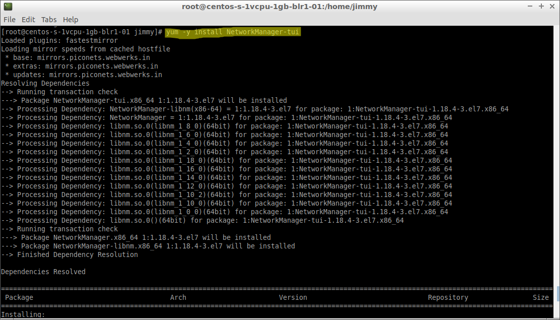 Отключить network manager centos 7